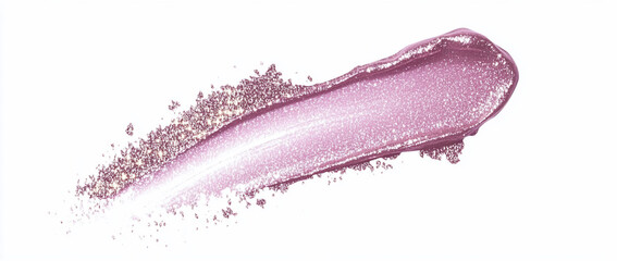 Pink shimmer eyeshadow swatch on white background.