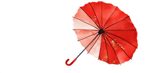 Elegant red umbrella with gold patterns, perfect for stylish occasions