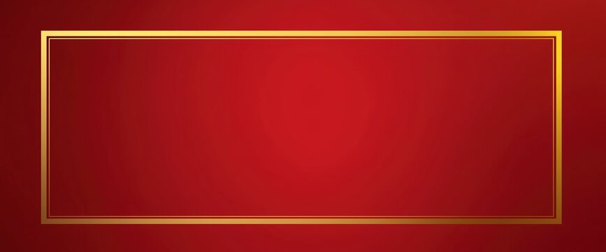 Red background, golden border frame, simple and elegant style, flat vector illustration, Lunar New Year atmosphere, high resolution, red color scheme, Chinese pattern decoration on the left side of th