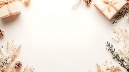 Elegant Christmas Gift Background Design With Neutral Tones