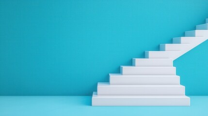 Modern Minimalist Staircase Against Bright Turquoise Wall in Contemporary Interior Design