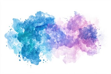 Fototapeta premium Abstract watercolor splash in blue and purple hues on white background