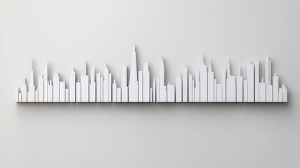 Minimalist White City Skyline Design for Modern Interior Decoration and Artwork