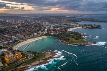Fototapeta premium Aerial View of New South Wales Coastal Cities, Australia: Stunning Drone Photography of Sydney, Newcastle, Wollongong & More