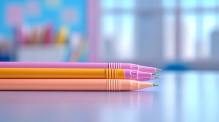 Pastel Marker Pens on a Vibrant Desk. Generative AI