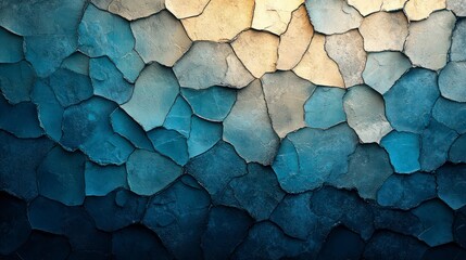 Abstract blue and beige cracked texture background.