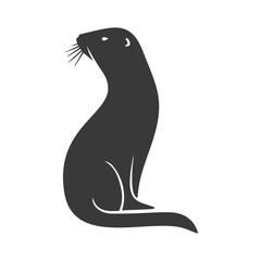 Black silhouette vector illustration of an otter