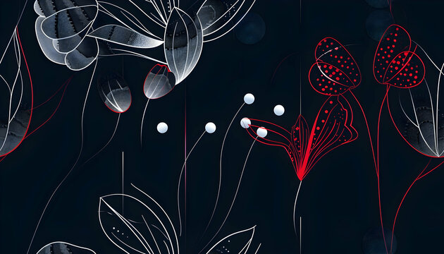 Abstract Floral Illustration Dark Background