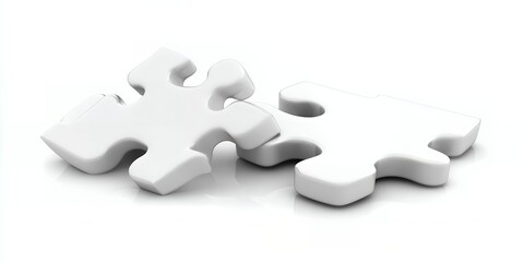 White Jigsaw Puzzle Pieces Connection Solution Teamwork Business Concept