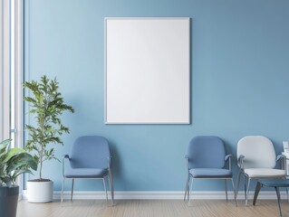 Modern Waiting Room Interior Design With Blank Frame