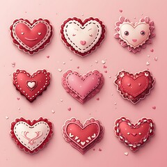 Fototapeta premium Cute Valentines craft icons for digital use