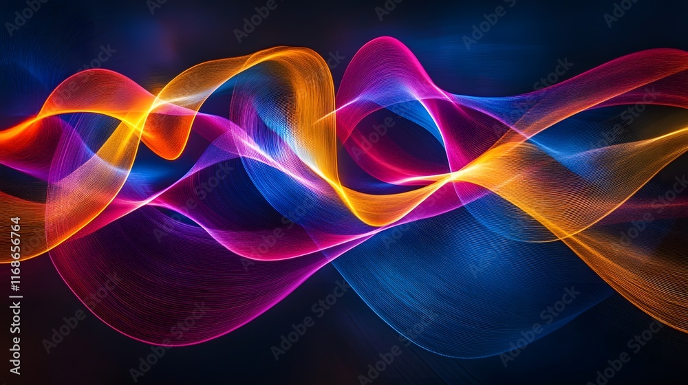 Poster abstract colorful waves flowing dynamically