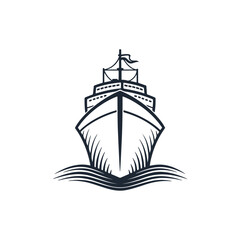 ship silhouette vector line art logo design