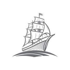 ship silhouette vector line art logo design