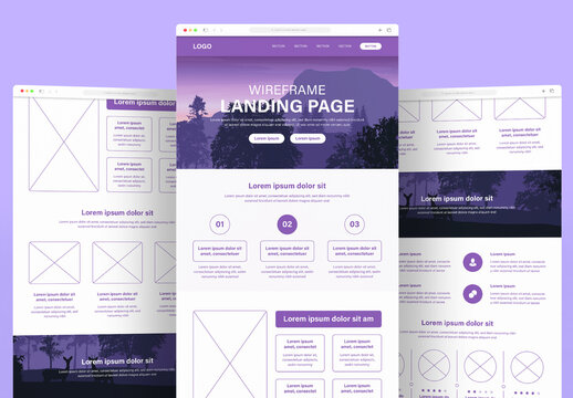 Minimalist Clean Professional Landing Page Wireframe Design Kit Layout Template