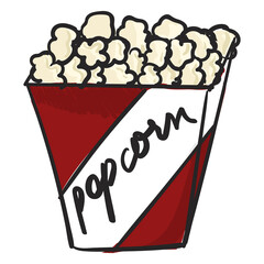 Png popcorn illustration sticker, transparent background