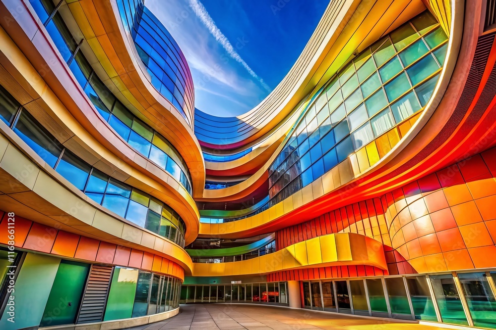 Poster architectural curves: abstract building design with playful lines