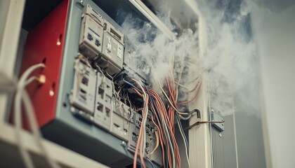 Smoke coming out from electrical panel wiring causing fire hazard