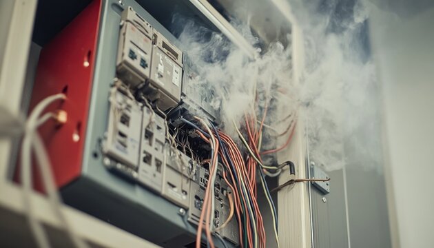 Smoke coming out from electrical panel wiring causing fire hazard