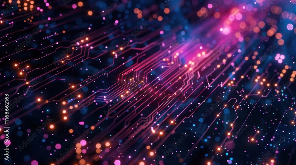 Poster abstract circuit cyberspace design created with generative ai technology