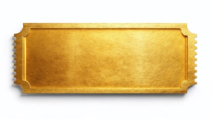 Golden Ticket, Blank, Isolated, White Background,  High-Resolution Stock Photo