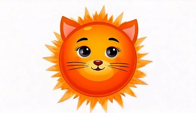 Cartoon sun with a face resembling a lion on a white background.
