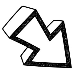 Png arrow sticker, hand drawn black simple design, transparent background