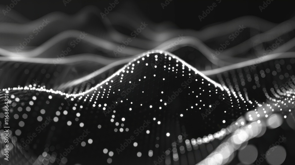 Poster abstract digital background of points and lines. glowing grey plexus. big data. network or connectio