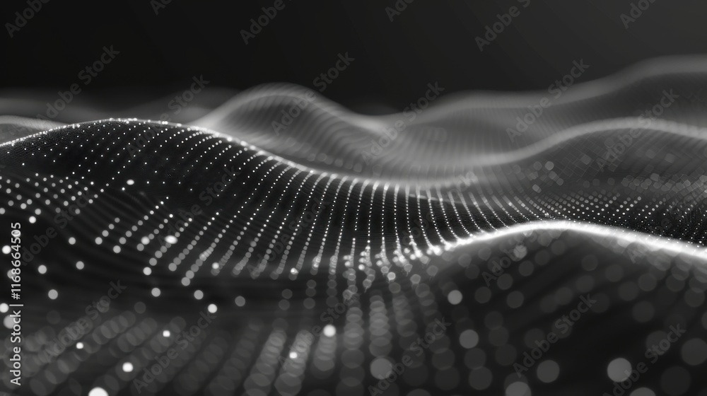 Poster Abstract digital background of points and lines. Glowing grey plexus. Big data. Network or connection. Abstract technology science background. 3d vector illustration