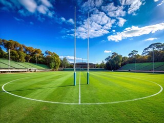 Australian Rules Football Oval: Wide Shot, High Depth of Field, Crisp Detail