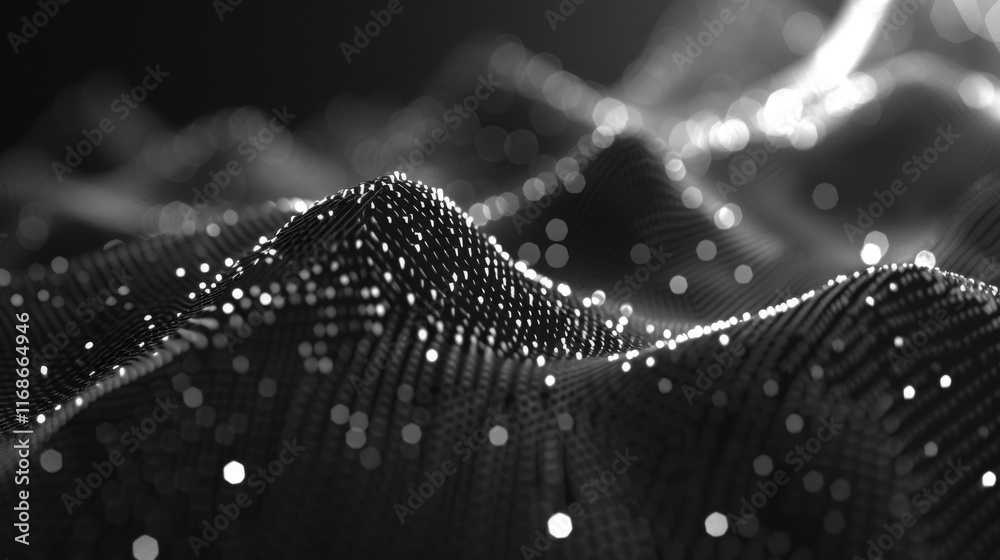 Poster Abstract digital background of points and lines. Glowing grey plexus. Big data. Network or connection. Abstract technology science background. 3d vector illustration