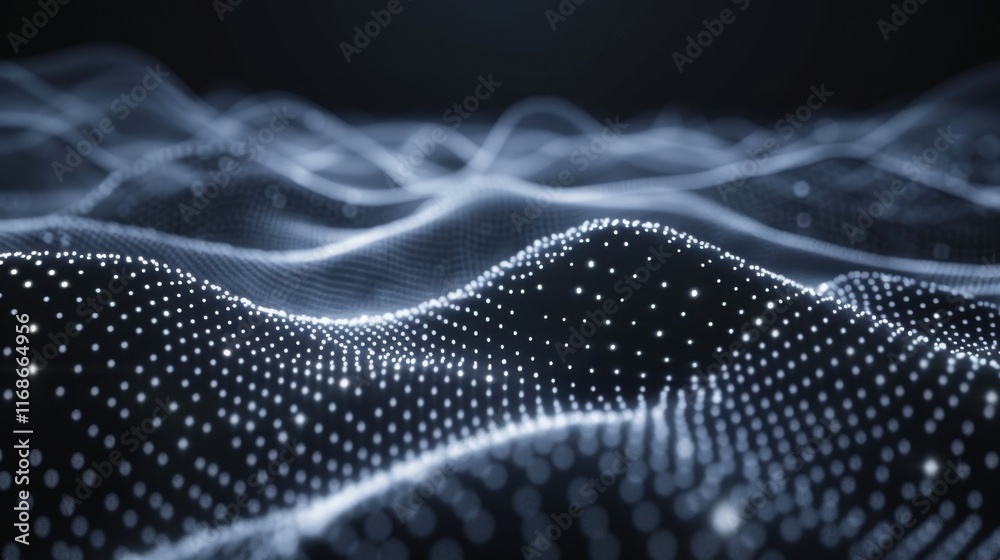 Poster Abstract digital background of points and lines. Glowing grey plexus. Big data. Network or connection. Abstract technology science background. 3d vector illustration