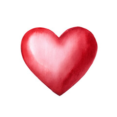 Fototapeta premium Watercolor red heart on white background, perfect for Valentine's Day theme