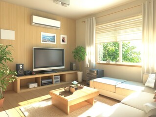 Modern Living Room Interior Design With Sunny Window