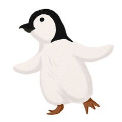 Baby penguin png sticker, watercolor animal illustration, transparent background