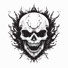 Scary skull vector art design illustration isolated on white background.
