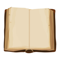 Old opened empty book isolated on white background