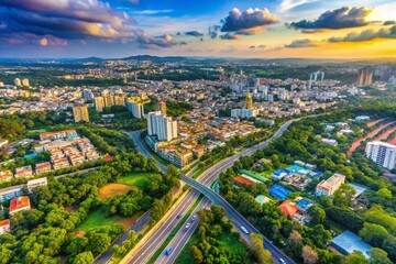 Fototapeta premium Bangalore City Map Aerial View, Rule of Thirds Composition