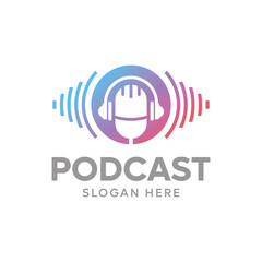 Creative podcast logo design vector