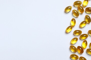 Capsule of omega 3, 6, 9 fish oil, vitamin, food supplement on white background 