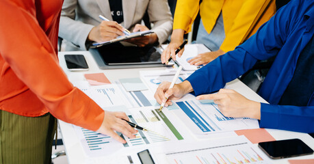 Business team meeting present.professional investor working with Finance managers task.