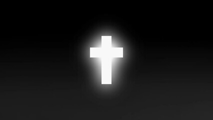 3d render of a glowing cross symbol made of many spheres