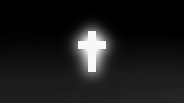 3d render of a glowing cross symbol made of many spheres