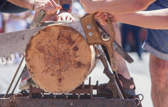 Sawing or trontza, traditional navarrese and basque country sport