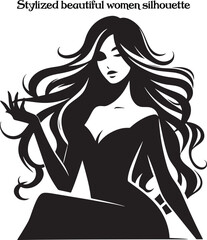 Stylized beautiful women silhouette vector