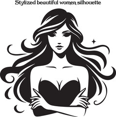 Stylized beautiful women silhouette vector