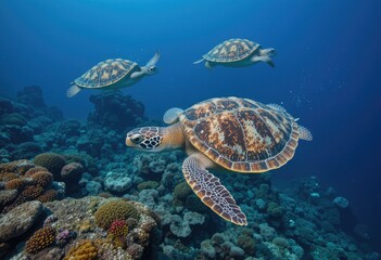 Obraz premium green sea turtle swimming