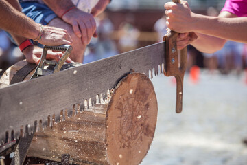 Sawing or trontza, traditional navarrese and basque country sport