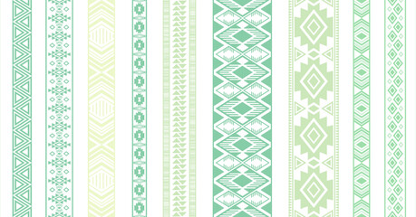 Embroidery ribbons vector collection. Fashion textile edge ornaments isolated. Sewn ribbon edging. Slavic folk patterns. Cutout style bracelets. Delicate tapes. Craft elements.