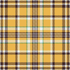 Vibrant yellow, brown, and white plaid pattern.  Perfect for textile design, fashion, apparel, or website backgrounds.  Seamless repeat texture adds visual interest to any project.